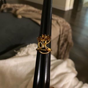 Vintage Brown Gem 18k HGE Ring sz 6 1/4